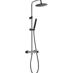 Essebagno Colonne de douche façon inox et noir avec thermostatique Kissy* Colonne De Douche Thermostatique