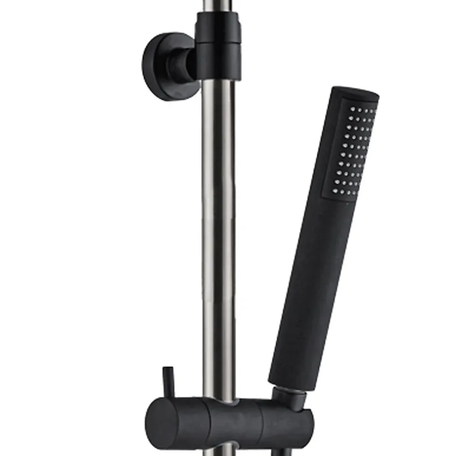 Essebagno Colonne de douche façon inox et noir avec thermostatique Kissy* Colonne De Douche Thermostatique