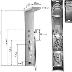 Saniverre Colonne de douche hydromassante LULY 4 jets + 1 robinet Noir -