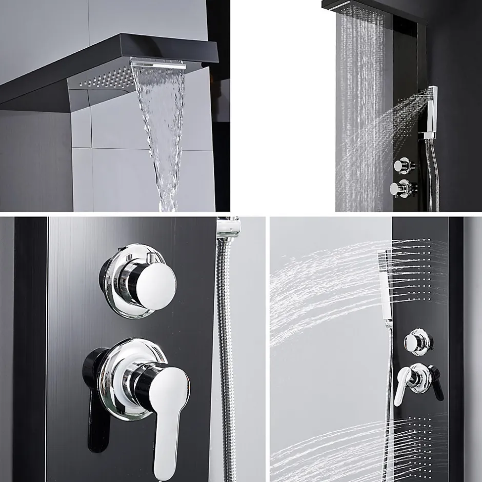 Saniverre Colonne de douche hydromassante KALY 4 jets Noir -* Colonne De Douche Hydromassante