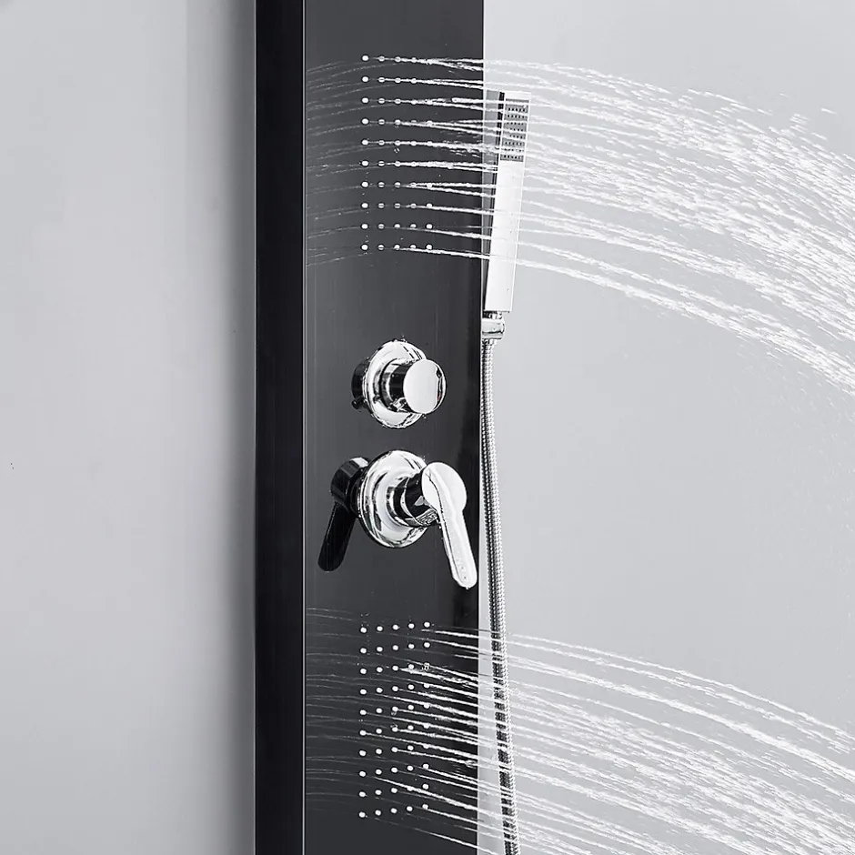 Saniverre Colonne de douche hydromassante KALY 4 jets Noir -* Colonne De Douche Hydromassante