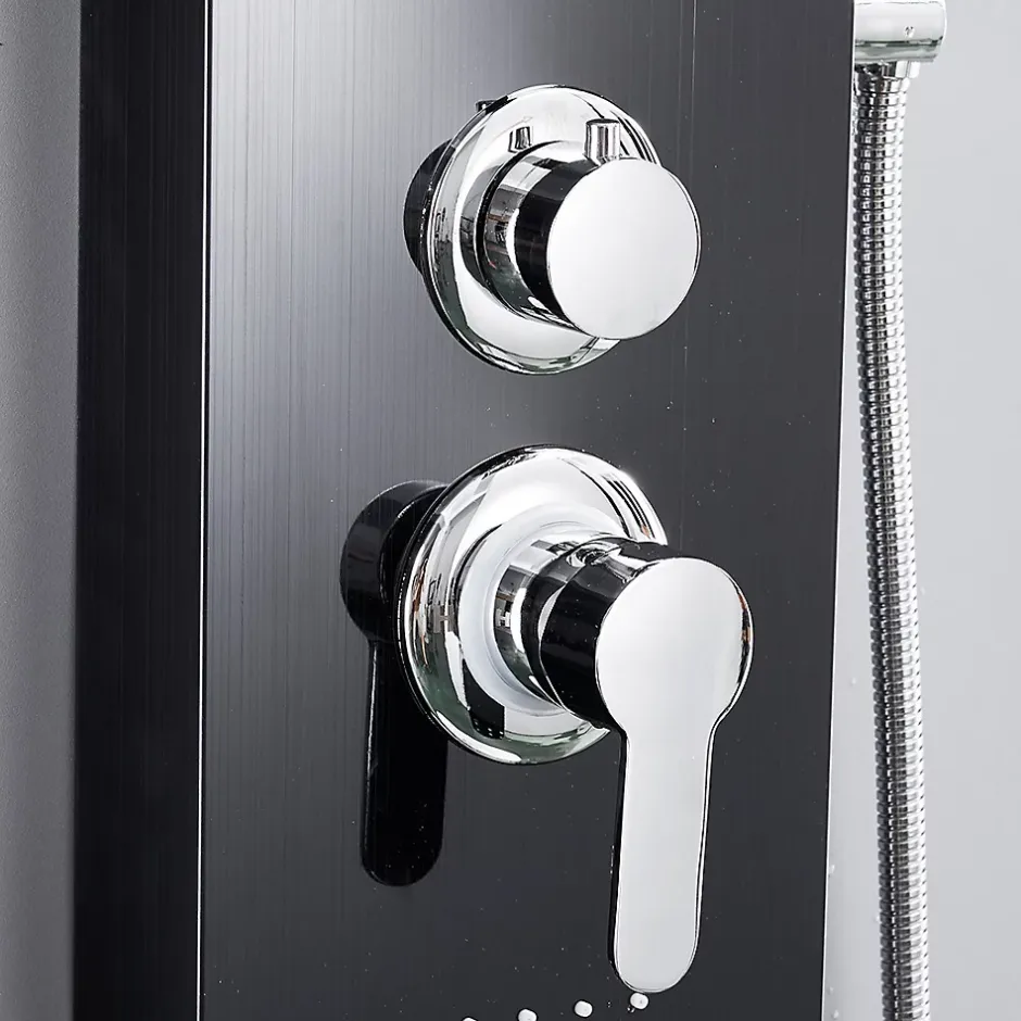 Saniverre Colonne de douche hydromassante KALY 4 jets Noir -* Colonne De Douche Hydromassante