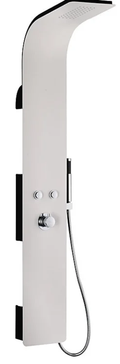 Colonne de douche hydromassante mécanique avec pommeau intégré + douchette + flexible, noir/blanc, Essebagno* Colonne De Douche Mécanique