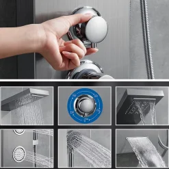 Auralum Max Colonne de Douche Hydromassante Panneau de douche Chromé en Inox Laiton Murale Système de Douche Digitale Multifonctionnel* Colonne De Douche Hydromassante