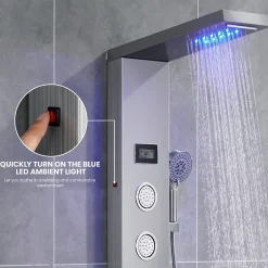 Auralum Max Colonne de Douche Hydromassante Panneau de douche Chromé en Inox Laiton Murale Système de Douche Digitale Multifonctionnel* Colonne De Douche Hydromassante