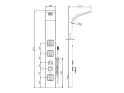 Vente-unique Colonne de douche hydromassante - Argenté - 20 x 150 cm - TYRA* Colonne De Douche Mécanique