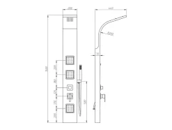 Vente-unique Colonne de douche hydromassante - Argenté - 20 x 150 cm - TYRA* Colonne De Douche Mécanique