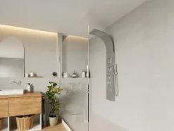 Vente-unique Colonne de douche hydromassante - Argenté - 20 x 150 cm - TYRA* Colonne De Douche Mécanique