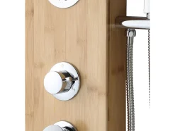 Vente-unique Colonne de douche hydromassante, pluie tropicale et panneau en bambou - 20 x 140 cm - TISSIA* Colonne De Douche Mécanique