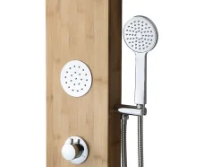 Vente-unique Colonne de douche hydromassante, pluie tropicale et panneau en bambou - 20 x 140 cm - TISSIA* Colonne De Douche Mécanique