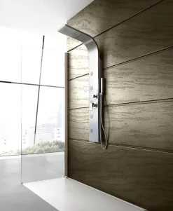 Laneri Colonne de douche hydromassage avec quatre fonctions en acier brossé* Colonne De Douche Hydromassante