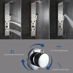 Auralum Max Colonne de Douche Hydromassante Panneau de douche Chromé en Inox Laiton Murale Système de Douche Digitale Multifonctionnel* Colonne De Douche Hydromassante