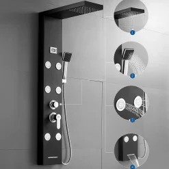 Auralum Max Colonne de Douche Hydromassante Panneau de douche Chromé en Inox Laiton Murale Système de Douche Digitale Multifonctionnel