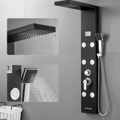 Auralum Max Colonne de Douche Hydromassante Panneau de douche Chromé en Inox Laiton Murale Système de Douche Digitale Multifonctionnel