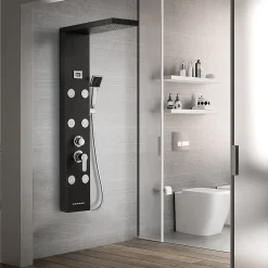 Auralum Max Colonne de Douche Hydromassante Panneau de douche Chromé en Inox Laiton Murale Système de Douche Digitale Multifonctionnel