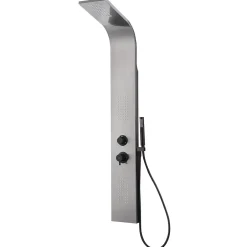 Essebagno Colonne de douche hydromassante mécanique avec pommeau + douchette + flexible finition gun metal Esseflat* Colonne De Douche Hydromassante