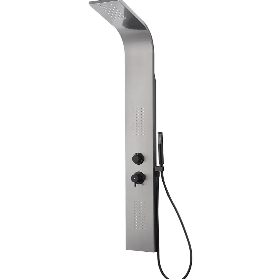 Essebagno Colonne de douche hydromassante mécanique avec pommeau + douchette + flexible finition gun metal Esseflat* Colonne De Douche Hydromassante