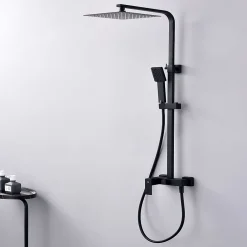 Poalgi Colonne de douche mécanique avec barre extensible SKY BATH noir mat PVD Inox S304 série ARMY* Colonne De Douche Mécanique