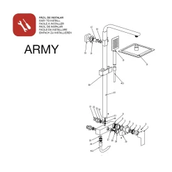 Poalgi Colonne de douche mécanique avec barre extensible SKY BATH noir mat PVD Inox S304 série ARMY* Colonne De Douche Mécanique