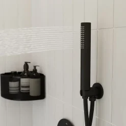 GoodHome Colonne de douche mécanique encastrée en laiton massif finition noir mat, Owens