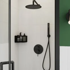GoodHome Colonne de douche mécanique encastrée en laiton massif finition noir mat, Owens