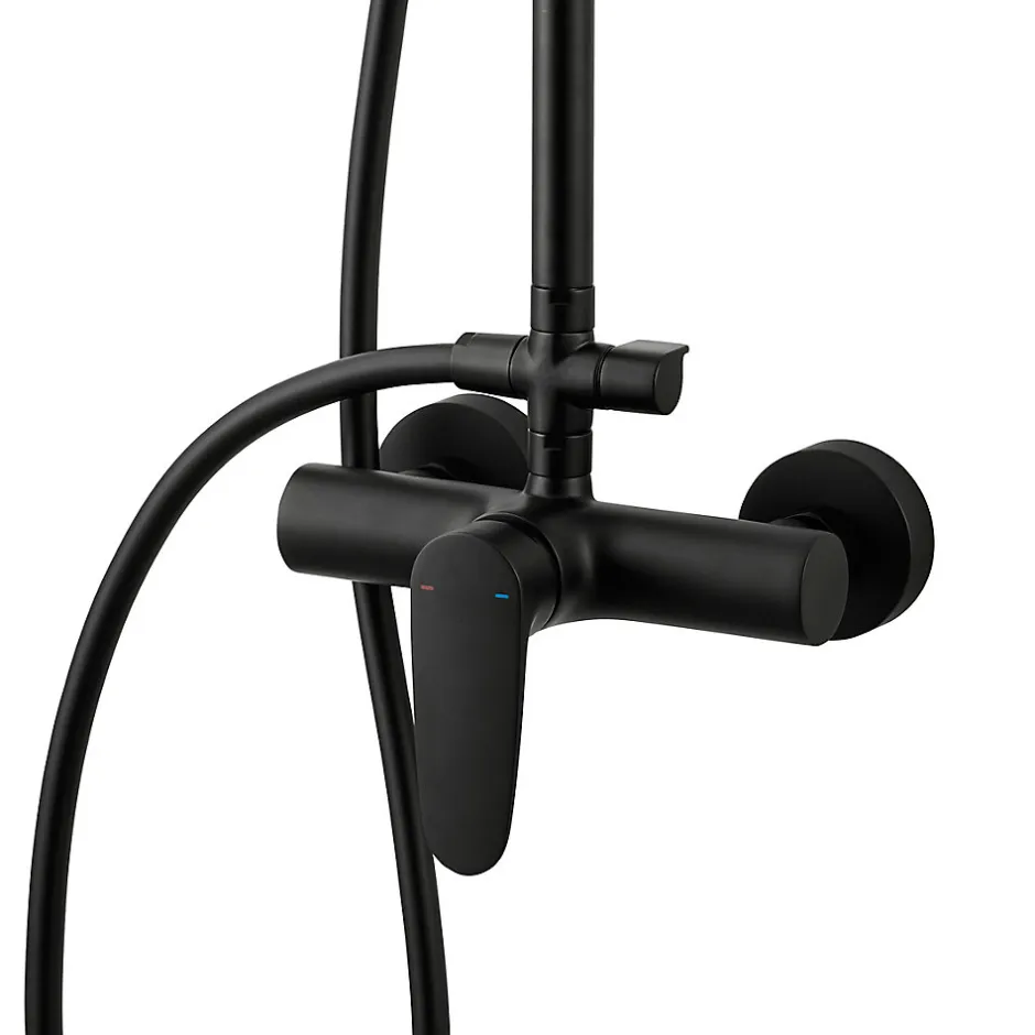 GoodHome Colonne de douche mécanique noire Cavally* Colonne De Douche Mécanique