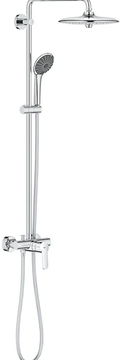 Grohe Colonne de douche mécanique avec pommeau + douchette 3 jets + flexible + barre réglable, chrome, Vitalio Joy System 260* Colonne De Douche Mécanique