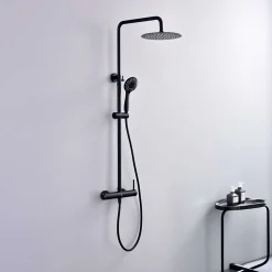 Poalgi Colonne de douche mécanique avec barre extensible SKY BATH noir mat PVD Inox S304 série ROCK* Colonne De Douche Mécanique