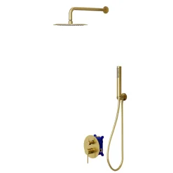 GoodHome Colonne de douche mécanique encastrée en laiton massif finition satin, Owens