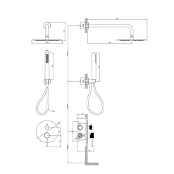 GoodHome Colonne de douche mécanique encastrée en laiton massif finition satin, Owens