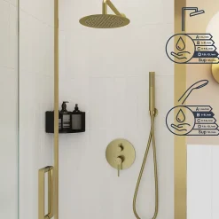 GoodHome Colonne de douche mécanique encastrée en laiton massif finition satin, Owens