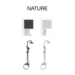 Poalgi Colonne de douche mécanique avec barre extensible SKY BATH noir mat série NATURE