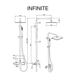 Poalgi Colonne de douche mécanique avec barre extensible SKY BATH noir cristal PVD série INFINITE* Colonne De Douche Mécanique