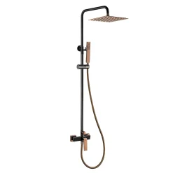 Poalgi Colonne de douche mécanique avec barre extensible SKY BATH noir cristal et or rose PVD série INFINITE