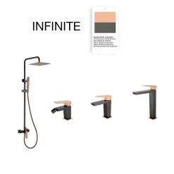 Poalgi Colonne de douche mécanique avec barre extensible SKY BATH noir cristal et or rose PVD série INFINITE