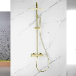 Poalgi Colonne de douche mécanique avec barre extensible SKY BATH or brossé PVD série DIAMOND* Colonne De Douche Mécanique