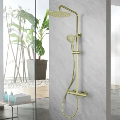 Poalgi Colonne de douche mécanique avec barre extensible SKY BATH or brossé PVD série PROMISE