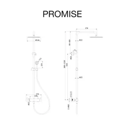Poalgi Colonne de douche mécanique avec barre extensible SKY BATH or brossé PVD série PROMISE