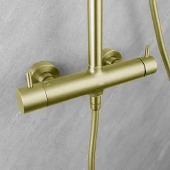 Poalgi Colonne de douche mécanique avec barre extensible SKY BATH or brossé PVD série PROMISE