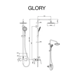 Poalgi Colonne de douche mécanique avec barre extensible SKY BATH chromé série GLORY