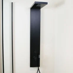 Essebagno Colonne de douche mécanique avec douchette et flexible, aluminium noir, Essekadra* Colonne De Douche Mécanique