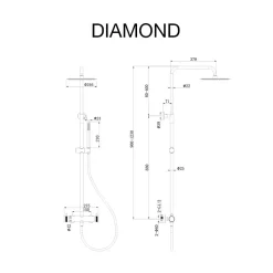 Poalgi Colonne de douche mécanique avec barre extensible SKY BATH chromé série DIAMOND* Colonne De Douche Mécanique