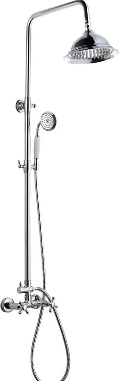Edouard Rousseau Colonne de douche mécanique avec pommeau + douchette 1 jet + flexible + barre réglable, Chrome, Retro* Colonne De Douche Mécanique