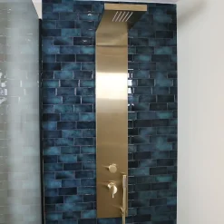 Essebagno Colonne de douche mécanique avec douchette et flexible, aluminium doré, Essekadra