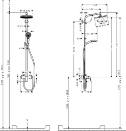 Hansgrohe Colonne de douche mécanique chrome avec pommeau rond + douchette 1 jet + flexible, Crometta S 240