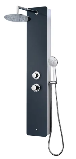 Edouard Rousseau Colonne de douche mécanique avec pommeau + douchette 1 jet + flexible, gris anthracite, Eris