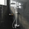 GoodHome Colonne de douche mécanique blanche avec douchette et pomme de tête, Cavally* Colonne De Douche Mécanique