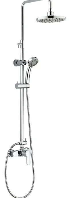 Edouard Rousseau Colonne de douche mécanique avec pommeau + douchette 3 jets + flexible + barre réglable, chrome, Shenti