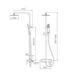 Imex Products Colonne de douche mitigeur chrome en acier et laiton avec pommeau anticalcaire 20x20 cm