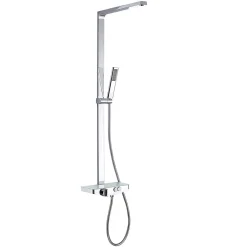 Bernstein Colonne de douche moderne combinée thermostatique acier inoxydable + tablette verre, 120x50cm, NT7385 Chrome, Sans pomme de douche* Colonne De Douche Thermostatique